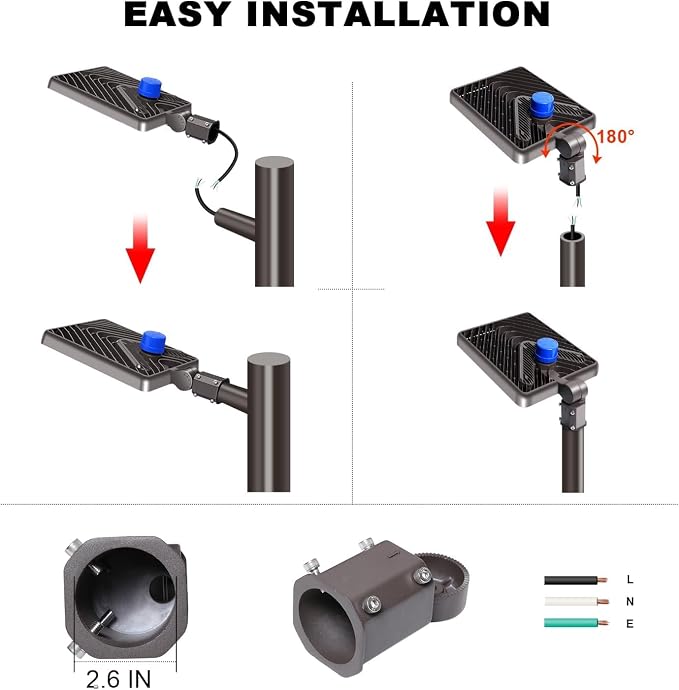 Juyace 480W LED Parking Lot Light 2 Pack, Slip Fitter Mount Outdoor Street Light - Image 7