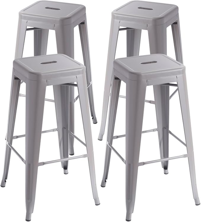 Stackable Metal Bar Stool Backless Indoor-Outdoor Counter Stools Fullmetal by VENIHOME