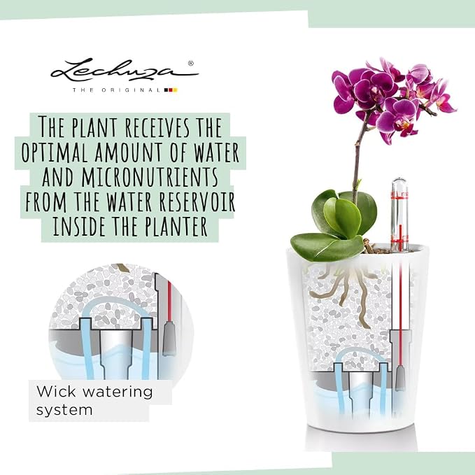 Lechuza MINI-DELTINI Charcoal Metallic, Self-Watering Small Indoor Planter - Image 2