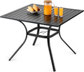 VEVOR Outdoor Patio Dining Table, 37 inch Square Metal Steel Slat Backyard by VEVOR