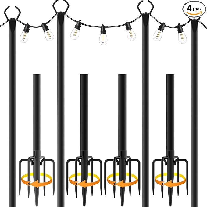 10 Pack String Light Poles, 10 Ft Light Poles by Mutovlin