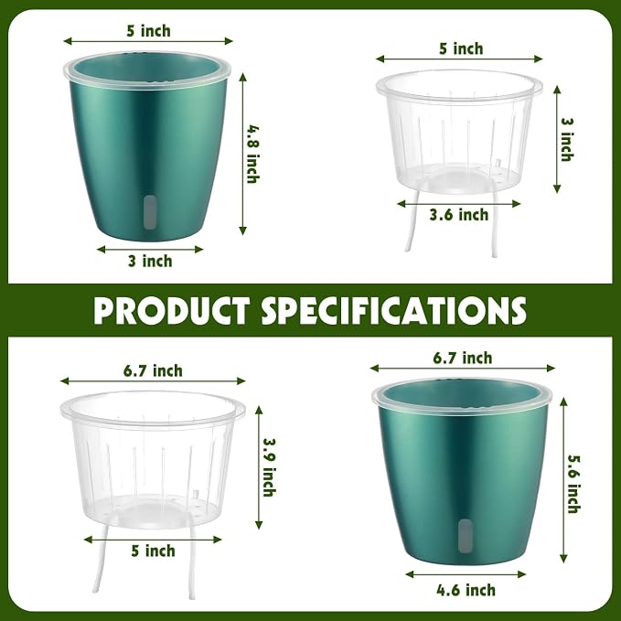 Self Watering Pots for Indoor Plants, Small African Violet Pots - Image 4