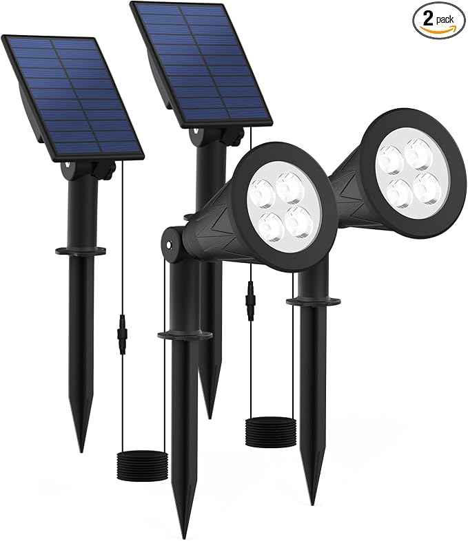 T-SUNUS Christmas Solar Powered LED Spot Light White 6000K, Separated Panel by T-SUNUSLighting