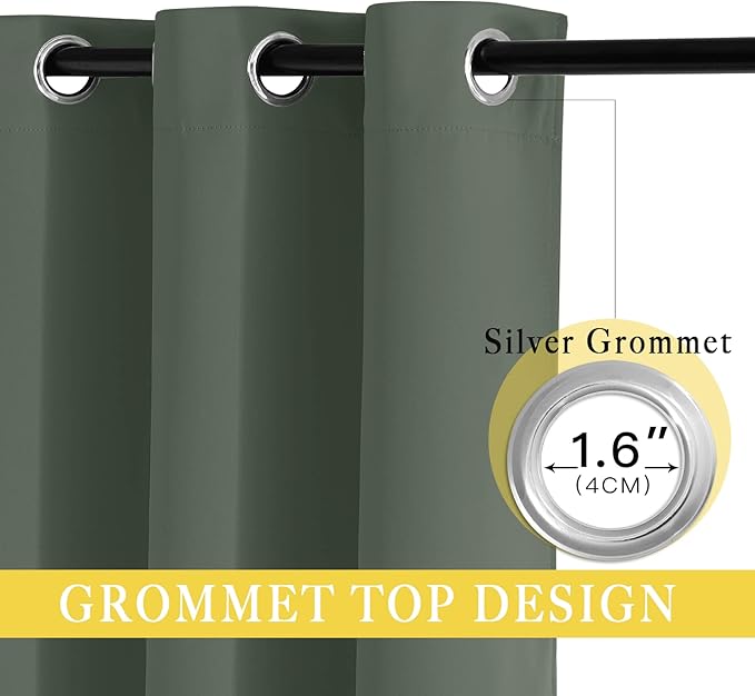 NICETOWN Sage Green Sliding Door Curtains 95 inches Long - Image 4