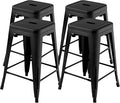 COSTWAY Bar Stools Set of 4, 24” Stackable Metal Stools by COSTWAY