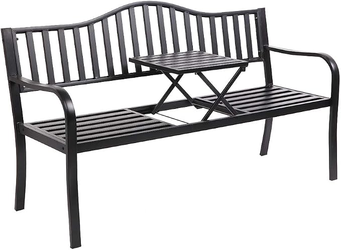 VINGLI 59" Outdoor Metal Bench Patio Bench by VINGLI