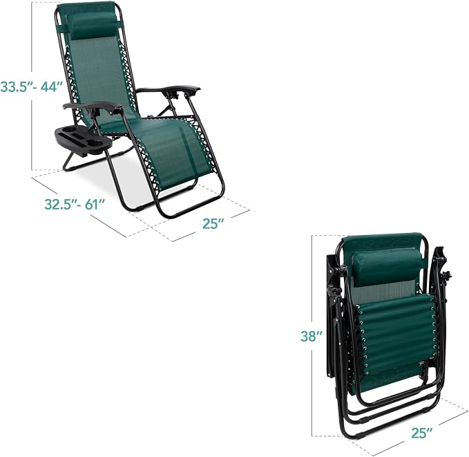 Best Choice Products Set of 2 Adjustable Steel Mesh Zero Gravity Lounge Chair - Image 3