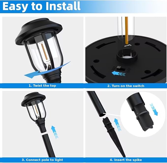 12 Pack Solar Lights Outdoor, 6000K Bright Solar Pathway Lights - Image 4