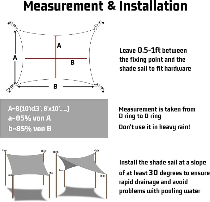 LOVE STORY Rectangle 6'x6' Waterproof Sun Shade Sail Canopy UV Block - Image 2