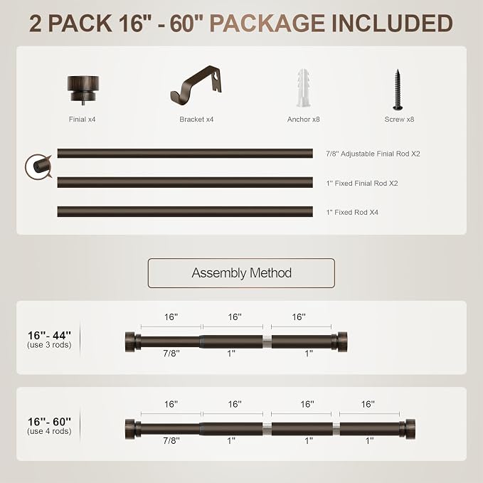 2 Pack Modern Antique Brown Bronze Curtain Rods - Image 9