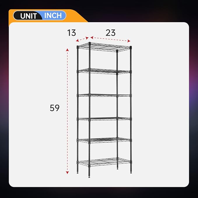 BestOffice Adjustable Wire Shelving Storage Shelves Heavy Duty Shelving Unit - Image 3