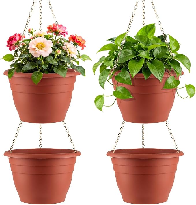Hanging Planters 10 Inch, Self Watering Hanging Basket by RooTrimmer