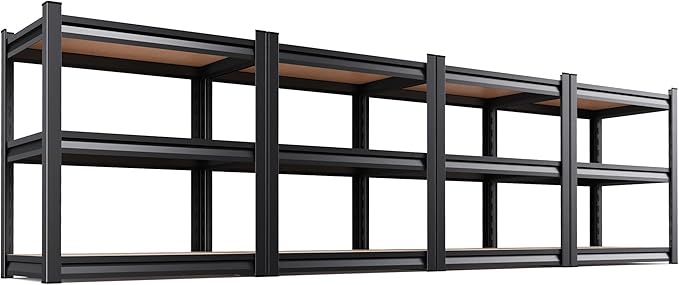 Set of 4 Garage Shelving, 3 Tier Garage Storage Shelves, Adjustable Heavy Duty by Unknown