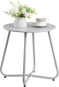 HollyHOME Round Metal Side Table, Rust-Resistant Patio Small Plant Stand by HollyHOME