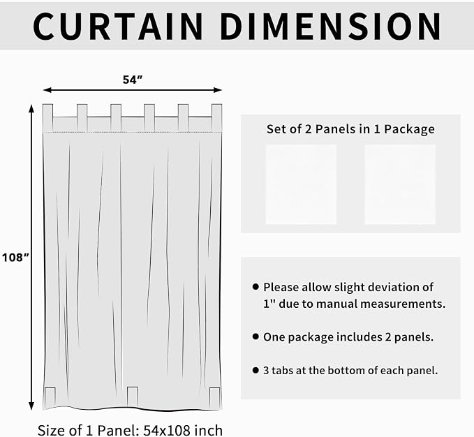 Easy-Going Outdoor Patio Curtains Detachable Tab Top Windproof Weatherproof - Image 6