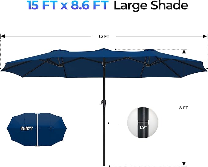 SUPERJARE 15FT Outdoor Umbrella - Image 7
