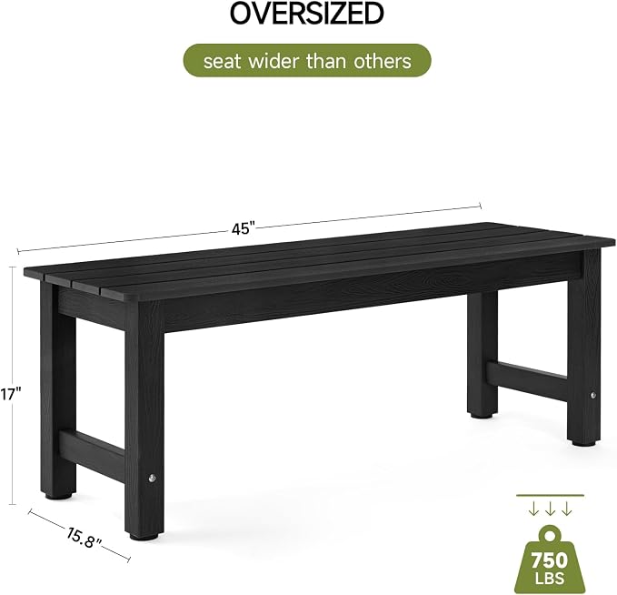 ONBRILL Outdoor Benches Weatherproof, 2-Person Poly Lumber Garden Bench - Image 3