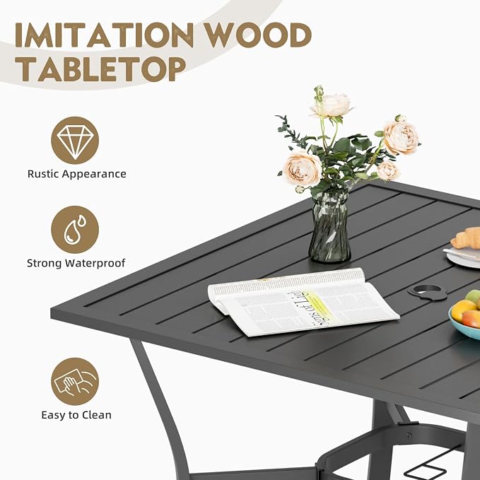 MELLCOM 5 Pcs Patio Dining Set, Outdoor Table and Chairs - Image 6