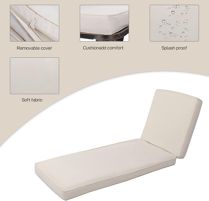 VINGLI Cast Aluminum Outdoor Chaise Lounge Chair - Image 5
