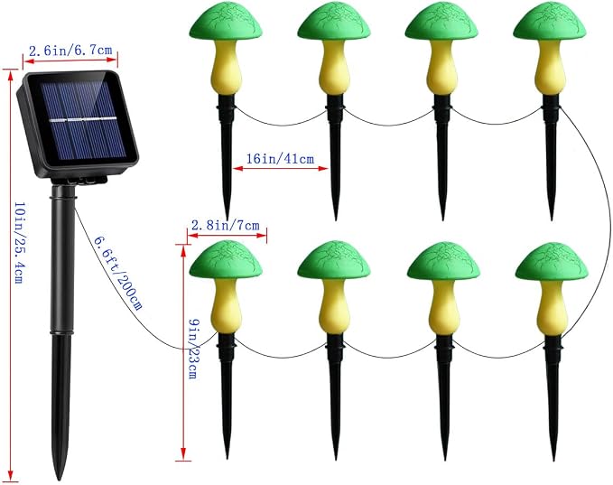 Solar Mushroom Lights Garden Decor 8 Green Crack Mushrooms Outdoor Decor Stake - Image 7