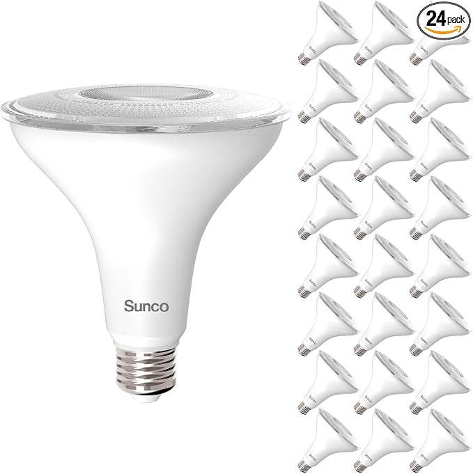 Sunco 24 Pack PAR38 LED Flood Light Outdoor Bulb, Waterproof Bright Dimmable by SuncoLighting