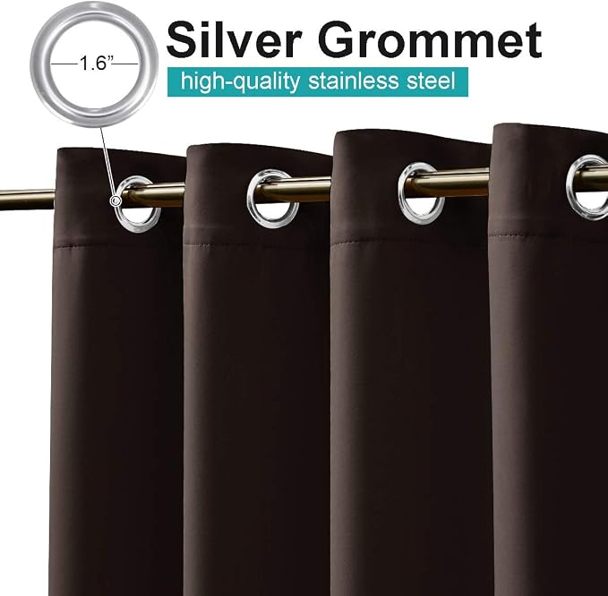 NICETOWN 2 Panels Brown Outdoor Curtains - Image 2