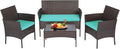 FDW Patio Furniture Set PE Rattan Patio Set Wicker Outdoor Furniture Bistro Set by FDW