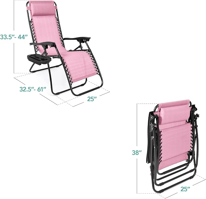 Best Choice Products Set of 2 Adjustable Steel Mesh Zero Gravity Lounge Chair - Image 2