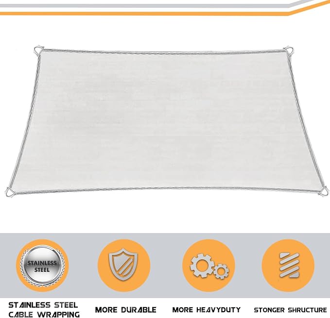 20' x 20' Dark Grey Rectangle Sun Shade Sail Outdoor Canopy Awning UPF50+ - Image 4