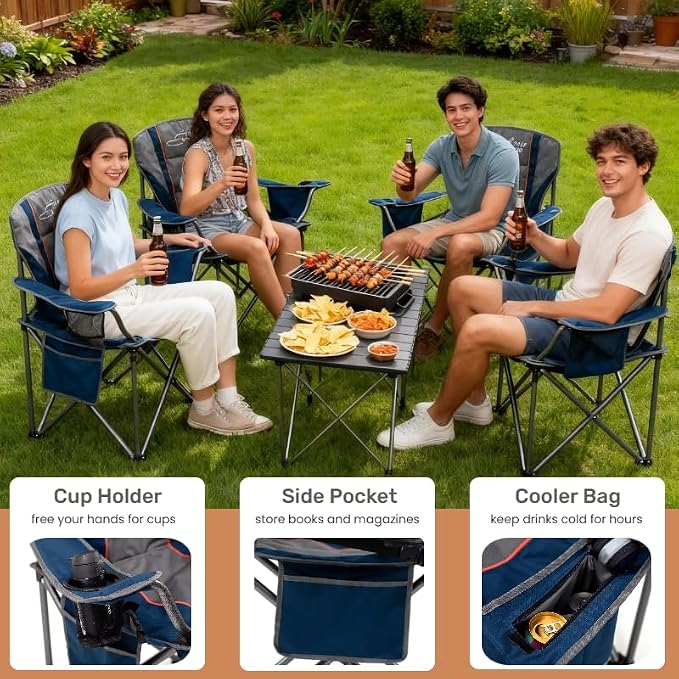 FAIR WIND Heavy Duty Camping Chair, Oversized Padded Folding Chair - Image 8