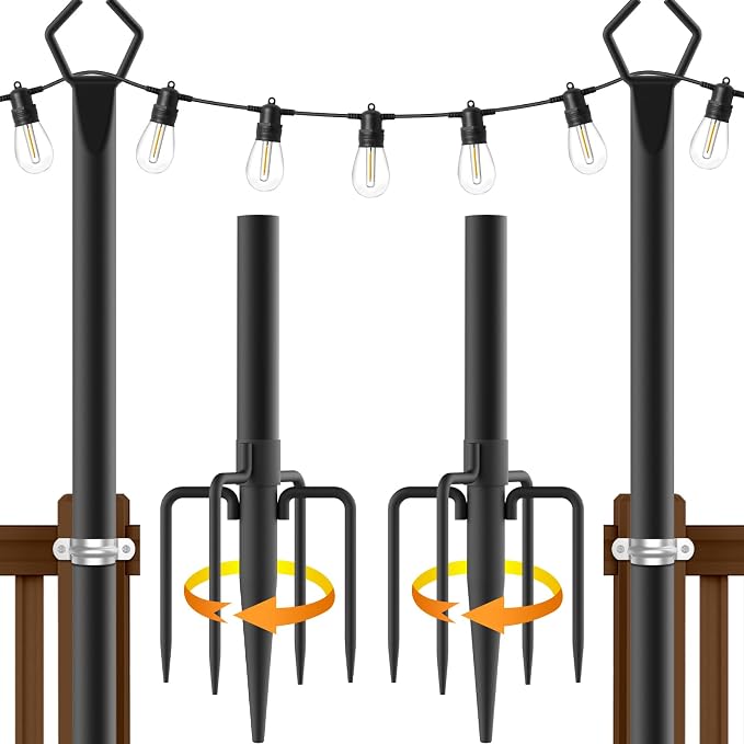 AILBTON 2 Pack 10Ft String Light Poles, Light Poles by AILBTON
