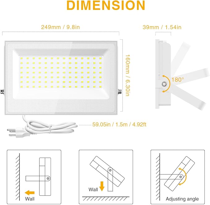 Onforu 120W Flood Lights Outdoor, 12000lm White LED Work Light - Image 7