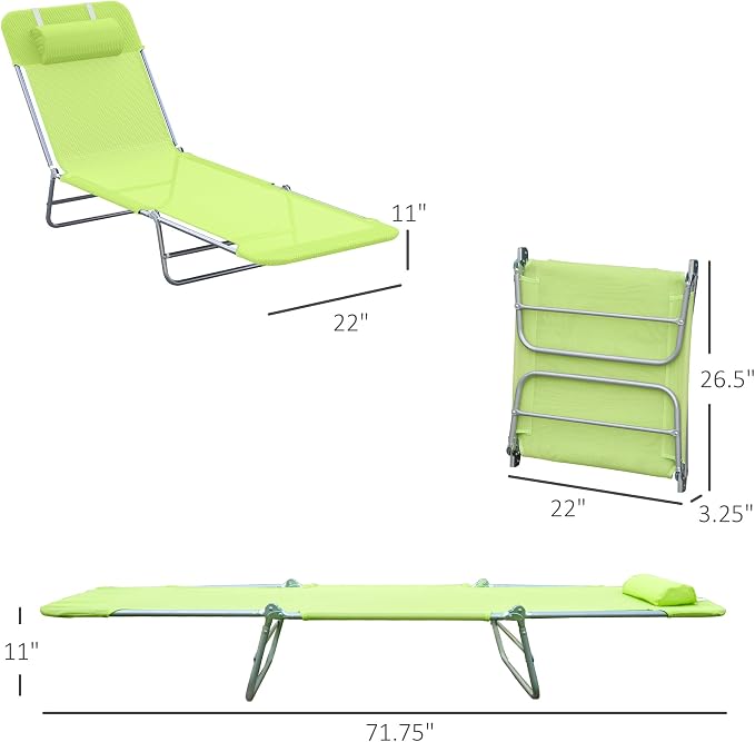 Outsunny Folding Chaise Lounge Pool Chairs, Outdoor Sun Tanning Chairs - Image 3