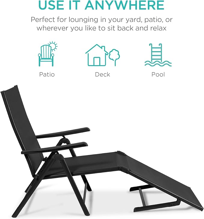 Best Choice Products Set of 2 Outdoor Patio Chaise Lounge Chair Adjustable - Image 6