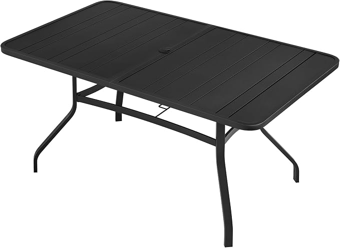 Yaheetech Outdoor Dining Table for 6 People, Rectangle Metal Slatted Patio Table by Yaheetech