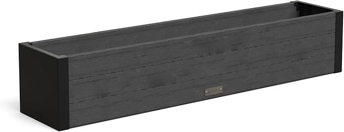 Mayne Horizon 4FT Window Box Planter – Modern Rectangular Faux Wood Grain Design - Image 2