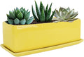Vencer 14 Inch Rectangular Modern Minimalist Ceramic Succulent Planter Pot by Vencer