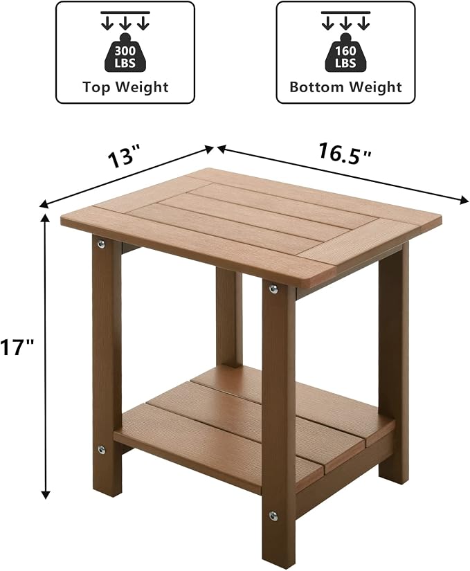 Double Adirondack Outdoor Side Table Weather Resistant, Outdoor Rectangular - Image 3