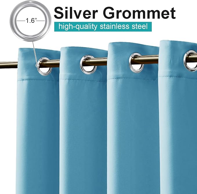 NICETOWN Sunlight Blocking Teal Blue Outdoor Curtain 95" L - Image 2