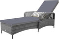 COSTWAY PE Rattan Chaise Lounge Chair, 6 Gear Adjustable Recliner by COSTWAY