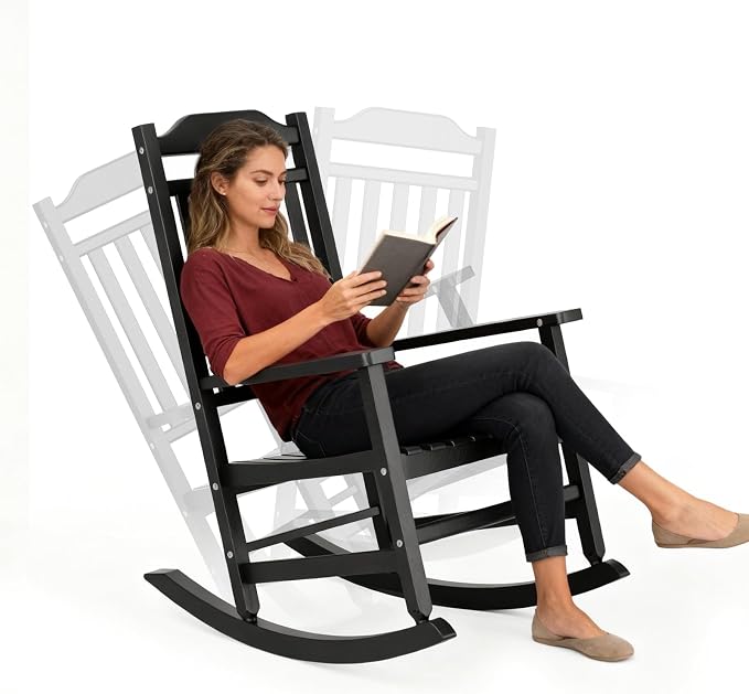 3 Piece Outdoor Rocking Bistro Set, Rocking Chairs Outdoor Furniture, Resin - Image 7