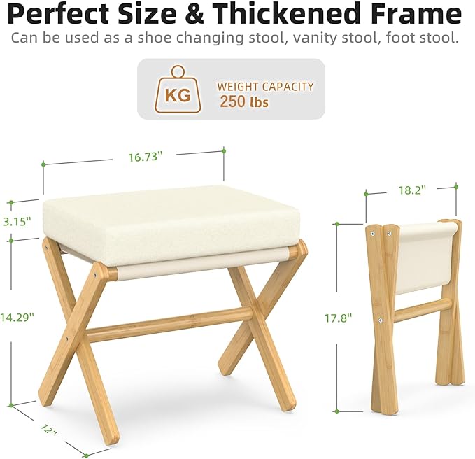 Foldable Foot Stool Ottoman, Modern Foot Rest - Image 3