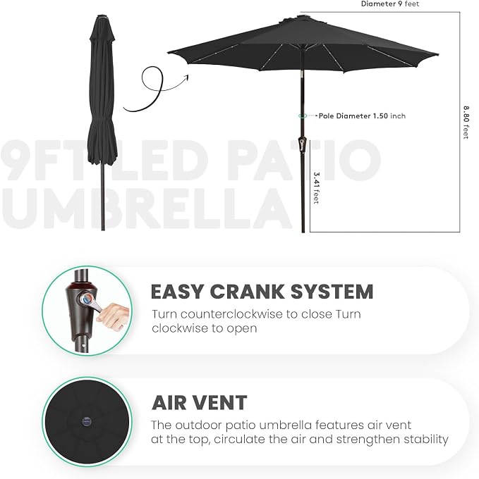 JEAREY 9FT Outdoor Patio Umbrella - Image 3