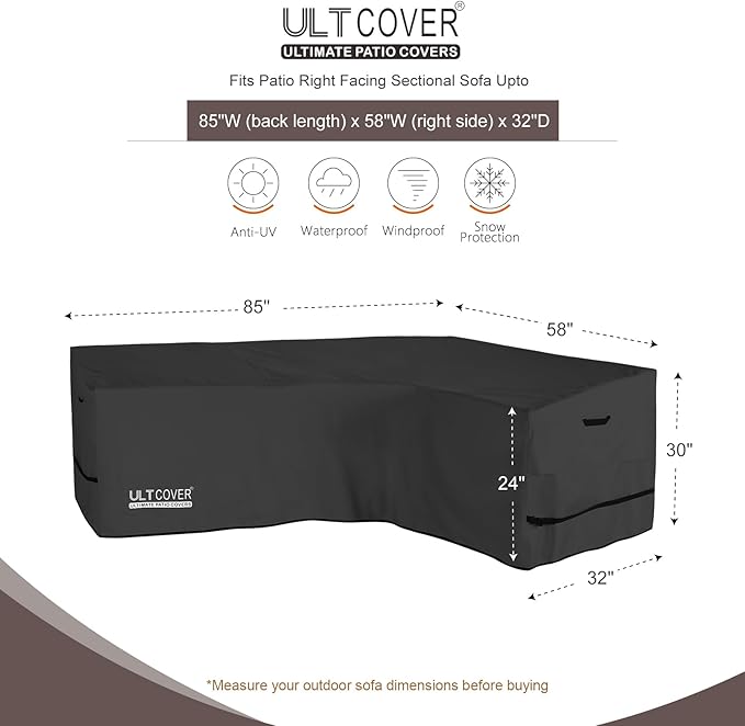 ULTCOVER Patio L-Shaped Right Facing Sofa Cover Waterproof - Image 2