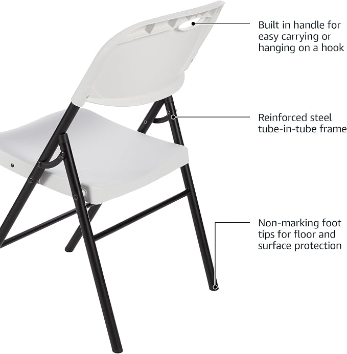 Amazon Basics Foldable Portable Comfortable Sturdy Folding Plastic Chair - Image 5