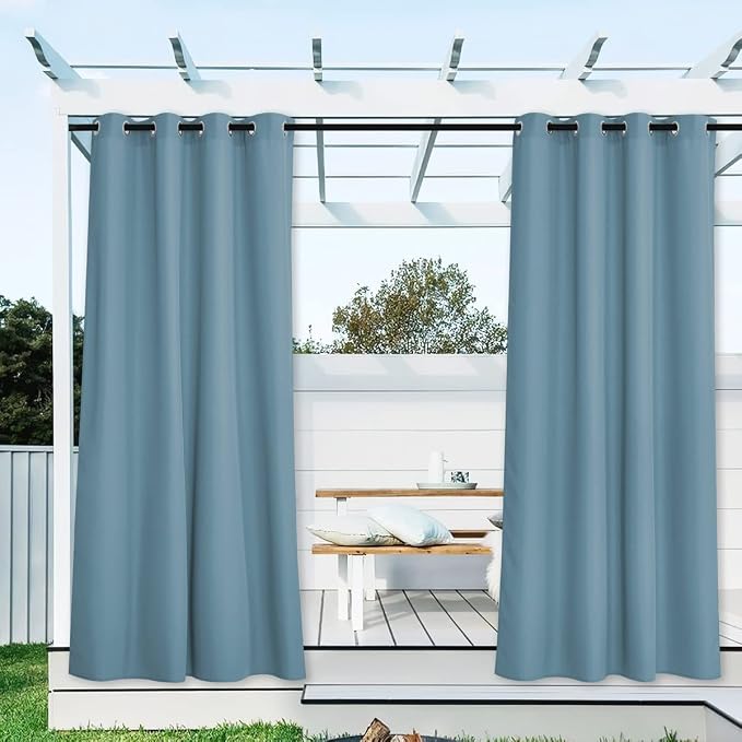 NICETOWN Canvas Outdoor Waterproof Patio Curtains 2 Pieces, Rustproof Grommets by NICETOWN