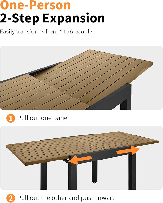 5 Pieces Expandable Patio Dining Set, Never-Rust Aluminum Outdoor Dining Table - Image 4