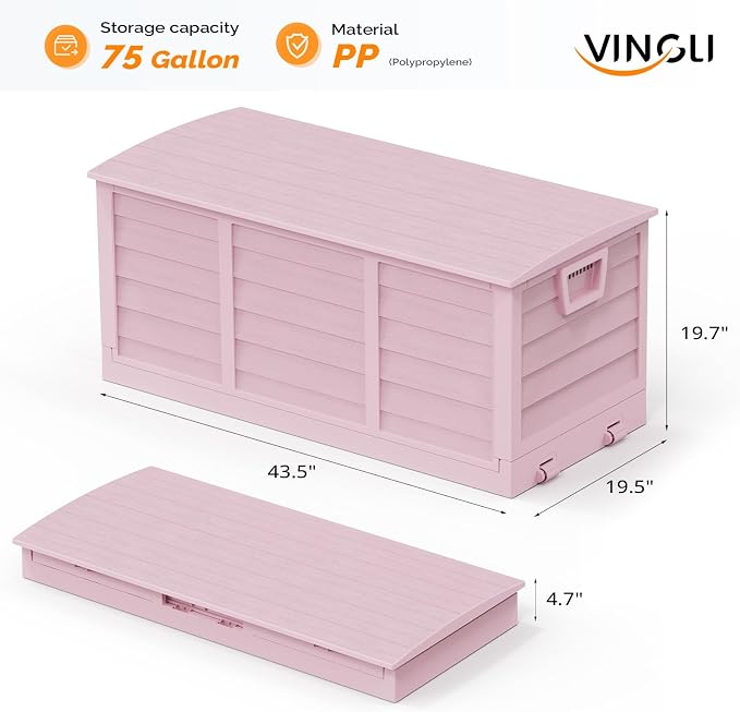 VINGLI 75 Gallon Collapsible Outdoor Storage Box, Simple-to-assemble Plastic - Image 4