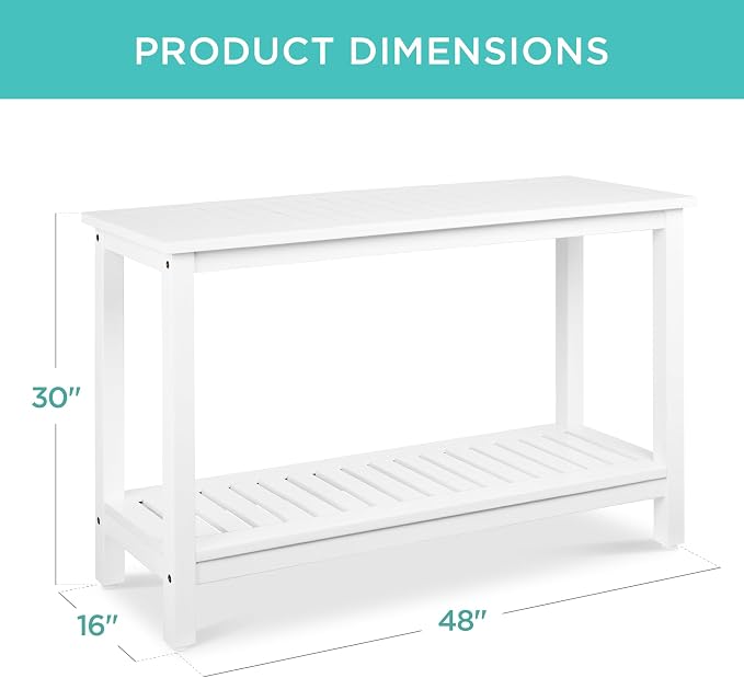 Best Choice Products 48in 2-Shelf Eucalyptus Wooden Console Table Indoor - Image 2