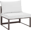 Modway Fortuna Aluminum Outdoor Patio Armless Chair in Brown White by Modway